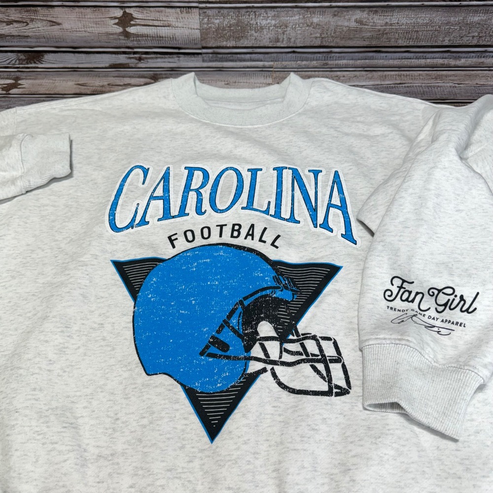 Fan Girl Carolina Football Sweatshirt Womens Large Grey Adam Thielen 19 Panthers